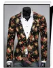 Costumes pour hommes Blazers Mens Royal Red Floral Blazer Slim Fitted Party Single Breasted Men One Button Suit Jacket Stage Costume193M