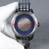 Relojes de hombre con esfera azul a la moda, movimiento de cuarzo, PVD negro, pulsera de acero inoxidable de dos tonos, orologio di lusso