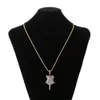 Nouveau collier pendentif pétales de fleur de Rose avec chaîne de corde glacé Zircon cubique Bling hommes Hip Hop bijoux 3426938