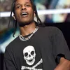 ASAP ROCKY Noël Hommes T-shirt De Mode Noir Crâne Imprimer À Manches Courtes Casual Hommes Femmes T-Shirt Polo Shirt S-XL