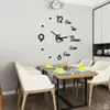 DIY Self Adhesive Wall Clock Large Digital Modern Design Kitchen Kids Living Room Wall Watch Nordic Home Acrylic Decor Sticker