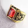 Hip hop Stainless Steel Vintage Antique Gem Finger Rings For Men Big Bling Iced Out Square Stone Finger Ring Male Men Jewelry