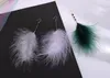 Ins Fashion – boucles d'oreilles longues avec pompon en plumes, Super féerique, rétro européen et américain, vent National, filet perlé, rouge, WY489