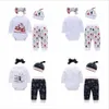 Odzież dziecięca Dziewczynek Boutique Garnitury Designer Moda Stroje Zwierząt Drukowane Topy Spodnie Kapelusze Pałąk Boże Narodzenie Cartoon Odzież Ustawia 5245