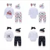 Kinderkleidung Baby Mädchen Boutique Anzüge Designer Mode Outfits Tier bedruckte Tops Hosen Hüte Stirnband Weihnachten Cartoon Kleidung Sets 5245