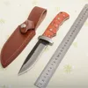 New LaNew Pure Hand Made Survival Straight Knife Thousand-yer Steel Drop Point Blade Wood Handle With Leather Sheath