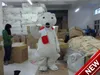 전문 사용자 정의 빨간색 스카프 북극곰 마스코트 의상 만화 흰곰 캐릭터 옷 할로윈 축제 파티 멋진 드레스