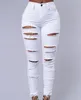 New Hot Summer Women Designer Jeans Europe America Slim Thin Hole Elastic Feet Pants in Black and White