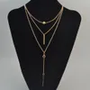 idealway Women Fashionable Multi-layer Chain Necklace Gold Plated Summer Charms Choker Necklace for Women Jewelry