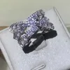 Sparkling Handmade Deluxe Jewelry 925 Sterling Silver Princess Cut White Topaz Cz Diamond Gemstones Party Cross Ring Women Wedding2387