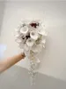 Bouquet de mariage personnalisé Highend 2019 White Calla Lily Blue Vin Rose rouge clair Blue Hortensia DIY PEUL CRISTAL BROOCH BRIDAL BOUQ2003490