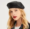 Cappelli berretti in pelle PU per donna ragazza berretto piatto invernale femminile Boina moda berretto berretto scaldino Bone Gorras pittore