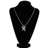 14K Iced Out Diamond Eagle Pendant Necklace Bling Micro Pave Cubic Zirconia Simulated Diamonds 24inch Rope Chain Hip Hop