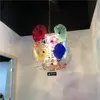 Fancy Lamps Mouth Blown Colorful Murano Hanging Plate Art Chandelier Glass Dome Decor Light