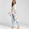 Vestlinda Women Bell Sleeve Floral High Low Fishtail Top Blouse Fashion Casual Plunging Neck Long Sleeves Long Blouses Blusas Y190427