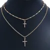 Partihandel och amerikanska smycken Retro Cross Multi-Layer Halsband Kvinnors Fashion Enkel Business Baitie Clavicle Chain