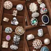 Gold And Silver Plated Gemstone Alloy Ring With Rhinestones Women Fashion Pearls Rings Micro Insert Mix Different Models9977735