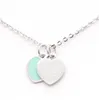 Highquality New stainless steel enamel pink double heart necklace T necklace female short 18k gold titanium steel necklace pendant6354676
