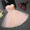 Suknie Sweetheart Tulle Homecoming Sukienki z kryształowym Sash 2020 Vestido Graduacion Party Dress Krótkie suknie Lace Up