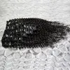 Kinky Curly Clip in Human Hair Extensions 4B 4C Brazylijski Ludzki Włosy Naturalne 3B 3C Clip Ins 100g Brazylijski Klips