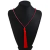 New Designer Long Tassel Pendant Necklaces High Quality Artificial Crystal Bead Chain Necklaces for Women 10 Colors