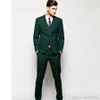 Nouveautés Tuxedos de marié vert foncé à deux boutons, revers cranté, costumes pour hommes, costumes de mariage pour hommes (veste + pantalon + gilet + cravate) H: 559