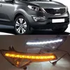 1 Set LED DRL Daytime running light fog lamp cover daylight with Yellow Turning for Kia Sportage 2010 2011 2012 2013 2014