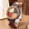 Handgemaakte luxe natuurlijk hout paar Watch Heren dames kwarts analoge display polshorloge klassieke bamboe horloges multolor houten armband