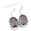 Muhteşem 2 adet 1 Set Oval Kırmızı Garnet Gemstone LuckyShine Gümüş Kadının Zarif Charm Küpe Kolye Takı Setleri