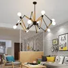 Modern Aranha Pendant Light Nordic Sala de Jantar Cozinha Luz Designer Lâmpadas de suspensão Borracha Madeira Decoração Black White