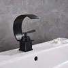 Bassängen kranar moderna svart brons badrum kran vattenfall kran