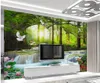 3d po papel de parede personalizado mural na parede verde grande árvore floresta cachoeira fundo parede decoração casa sala estar para w1518286