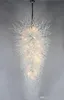 Lámparas blancas de techo de cristal para decoración artística, candelabro de cadena LED moderno de estilo soplado a mano 100% para decoración de bodas