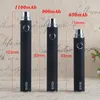 MOQ 10 sztuk E papieros 510 bateria gwintowana 650 900 1100 mAh rozgrzewka VV zmienne napięcie pisak woskowy baterie vapes wkład Vape ego CE4 CE3 MT3 atomizer