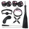 BDSM Brinquedos Kit 8 Pçs / Set Bondage Engrenagem Forplay Jogos Sexy para Casais Algemas Coleção Boca Gola