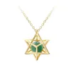 Sevenstonejewelry natural crystal stone openwork fashion anise star pendant necklace gold 3D geometric stars with natural stone ne261F