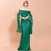 Luxus Gold Weiße Meerjungfrau Abendkleider 2020 Afrikanisches Saudi-Langes Arabisches Abendkleid für Frauen Mantel Prom Kleider Promi-Robe de Soiree