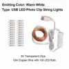 2M5M10M PO Clip USB LED LUMILES LUMIÈRES FAITS FAITS BATTERIE EN OUTERATION GARLANDE DÉCORATION DE CHROIS DE JOUR