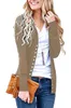 Dames Snap Button Cardigan Dames Herfst Lange Mouw Zwart Elegante Open Stitch Slanke Sweater Gebreide Jas