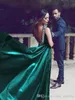 2019 Mhamad powiedział arabski Dubaj Suknia Wieczorowa Linia Głęboka V Cut Backless Satin Long Formal Wear Party Suknia Custom Made Plus Size