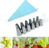 1pc Silicone Icing Piping Cream Patry Bag + 12 stks Roestvrijstalen Nozzle Pastry Tips Converter DIY Cake Decorating Tools