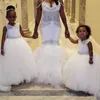 Lovely White A Line Cheap Flower Girls Dresses with Shining Sequins Princess Kids Floor Length Little Girls Pageant Dress