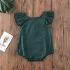 Kids Designer Kläder Baby Falbala Ruffle Sleeve Rompers Sommar Solid Ärmlös Triangel Jumpsuits Onesies Spädbarn Mjuk Bodysuit PY646