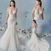 Mermaid Kenneth Winston Trouwjurken Mouwloze TuLle Lace Applique Crysal Backless Wedding Gown Sweep Train Robe de MARIEE210H