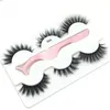 3 Pairs Vizon Lashes 3D Faux Doğal Uzun Yanlış Kirpik Gözler Makyaj Kirpik Uzatma Yumuşak Vizon Kirpikler Cımbız