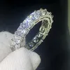 Vendre de haute qualité de haute qualité bijoux de luxe 925 STERLING Princess White Topaz CZ Diamond Gemstones Women Wedding Band221S