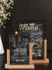 A4 Handwriting Message Blackboard Desk Sign Writing Plate Table Top Advertising Signage Board Wooden Decoration Display Stand