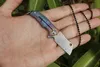 FREE shipping New Assisted Opening Full TC4 titanium Handle Damascus Steel Blade Folding Pocket Line Lock Knife VTF131