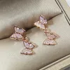 スタッド2019 New Arrivic Luxury Jewelry 925 Sterling Silver Rose Gold Fill Pave 5A白い透明なZirconia Butterfly Women Earring for Lovers G230602