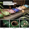 Ice Crack Glaze Ceramic Kung Fu Tea Set Tradtional Chinese Teaware With 1 Teapot 6 Rainbow Color Teacups Asian Housewarming Presents
